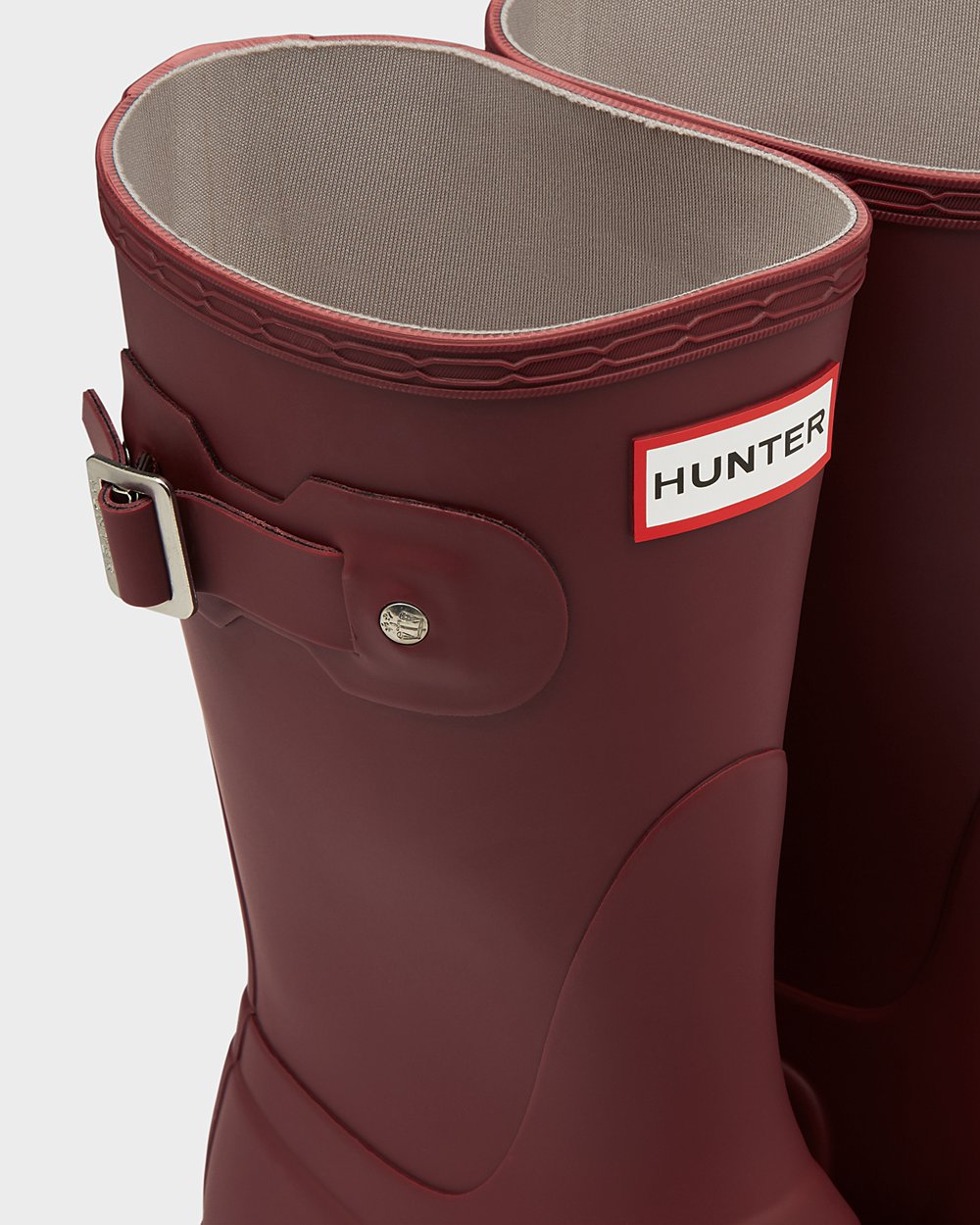 Galochas Curtas Hunter Feminina Cinzentas Vermelhas - Original - 20DWNBVZC